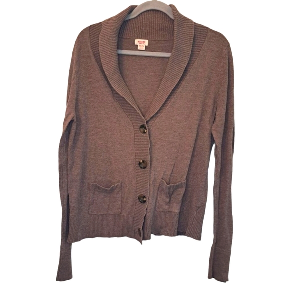 Mossimo Brown Shawl Collar Button Down Sweater Plus Size XXL - Picture 2 of 7